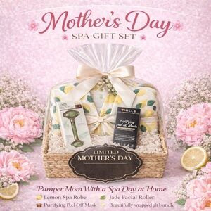 Mother’s Day Spa Gift Basket | Lemon Robe Self Care Set | Jade Roller Gift Set